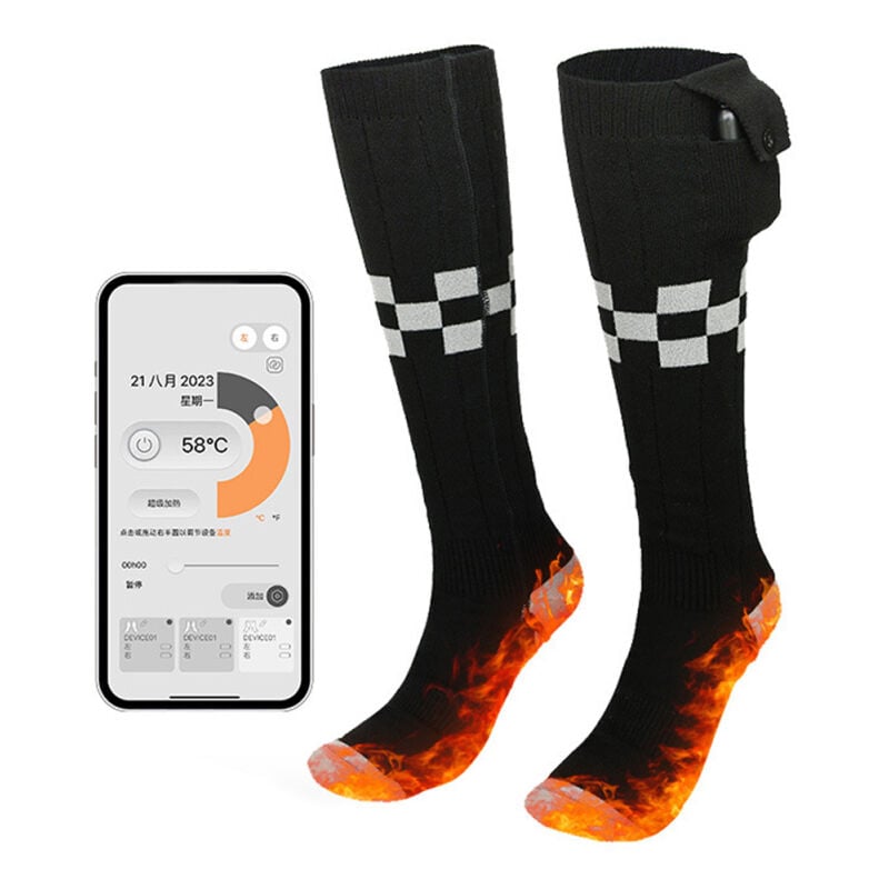 LIFCAUSAL Chaussettes Chauffantes Électriques Rechargeables pour Homme/Femme - Contrôle par Appli, Batterie Portable pour Ski, Randonnée, Camping et