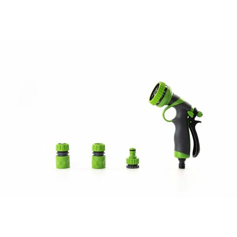 Pistolet d'arrosage et de nettoyage  8 Jets  Kit complet avec raccords  Polyvalent et ergonomique  Noir et vert  TRENDYFLAIR