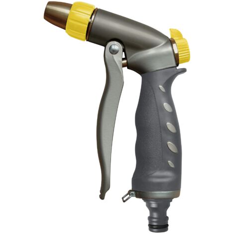 Pistolet d'Arrosage Métal avec Buse en Laiton Tri Matière : Débit Réglable, Blocage Jet de Précision