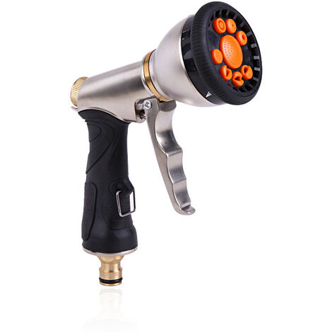 Pistolet d'arrosage Metal Buse de pulvérisation de Tuyau en métal Robuste Modèle de pulvérisation à9 Voies Buse d'arrosage de Nettoyage de pulvérisateur de Tuyau de, arrosage de Rue de Jardin,Facile à