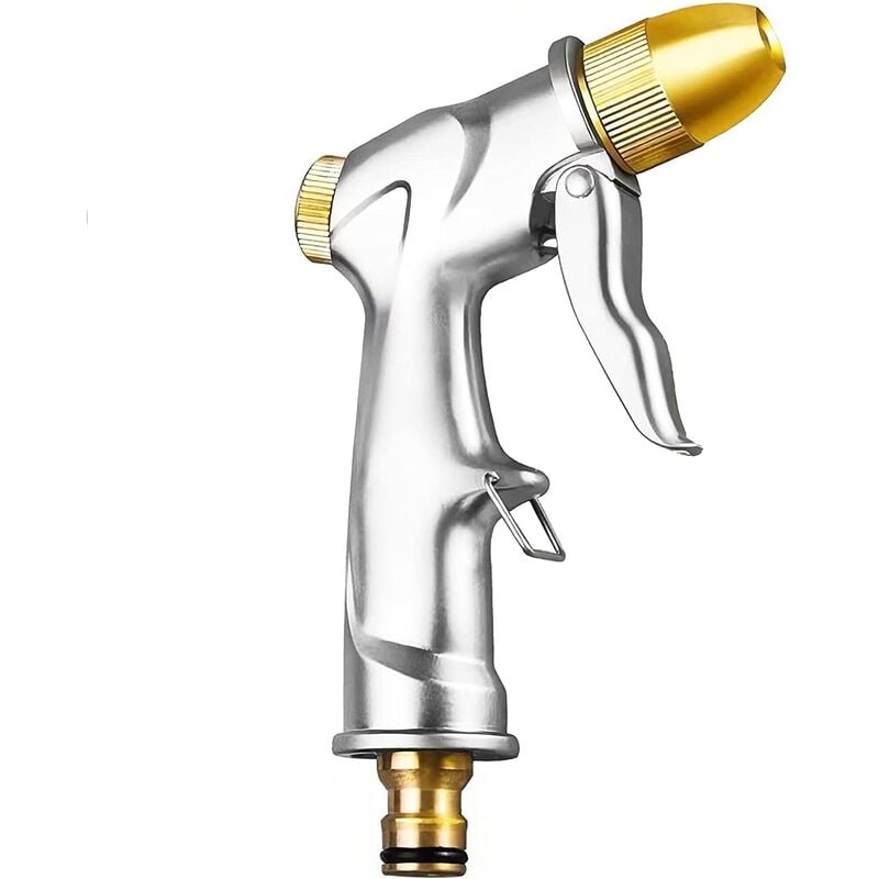 Pistolet d'arrosage métal Pistolet Arrosoir, bouton de contrôle de débit facile, Pulvérisateur de Jardin à haute pression professionnel, Puissant