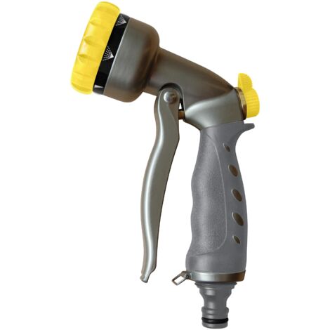 Pistolet d'Arrosage Multi Jets en Métal avec Buse en Métal, Débit Réglable, 7 Modes de Jet, et Corps en Métal Tri Matière Précision et Durabilité pour un Arrosage Polyvalent, avec Blocage du Jet