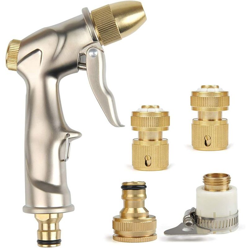 Pistolet d'arrosage pour Tuyau d'arrosage à Haute Pression avec Lance en Bronze, pulvérisateur Manuel pour Le Lavage/l'arrosage des pelouses et du