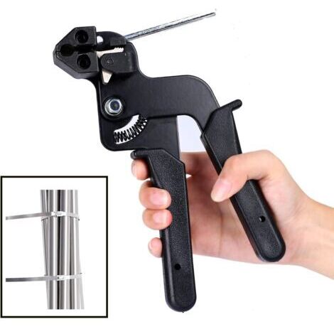 Pistolet d'attache de Câble en Acier Inoxydable, Pince pour Serre-Câbles en Acier Inoxydable avec Fonction de Coupe, Pistolet à Attache Métallique, Pistolet de Serrage Outil de Serrage