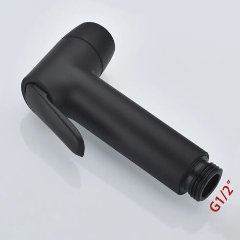 Pistolet de douchette bidet portable noir à double jet d'eau, pour salle de bain et toilettes, avec robinetterie de voyage.