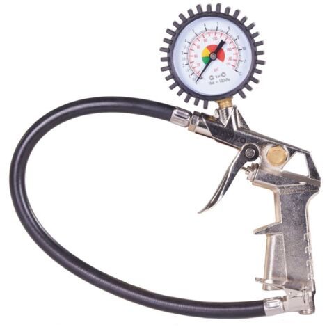 Pistolet de gonflage à air comprimé Manomètre 10 bar 140 PSI Tuyau 0.5 m Raccord M 1/4 BRIXO