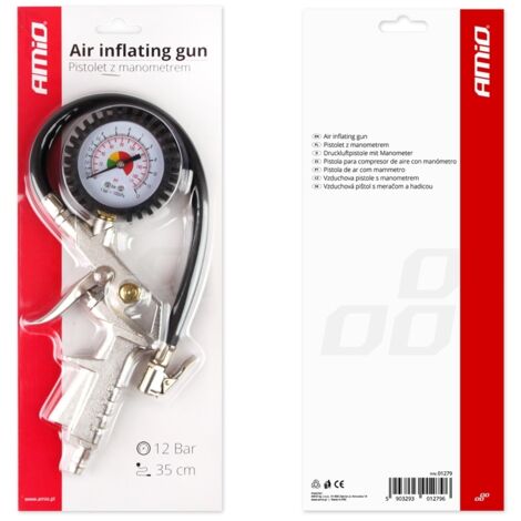 Pistolet de gonflage avec manomètre 12 bars AMIO-01279