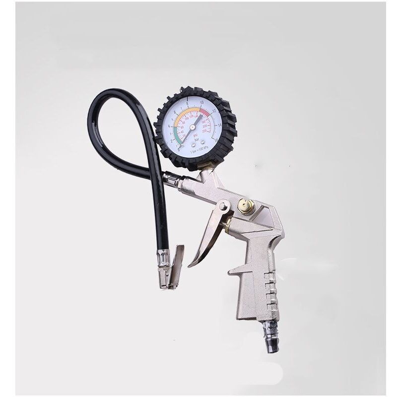 Pistolet de gonflage de pneus Voiture Moto Pompe à air électrique pour gonfler les pneus Outil de gonflage avec connecteur Manomètre de pression des