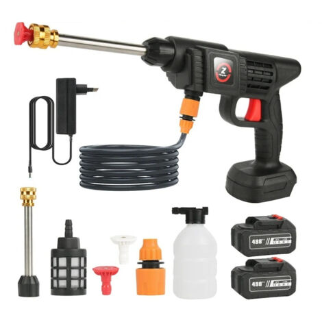Pistolet de lavage 50Bar, 20000mAh, sans fil pour voiture et jardin (2 batteries)