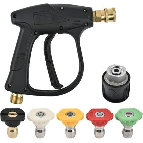 Pistolet de lavage haute pression 4350 PSI avec 5 embouts de buse d'eau, pistolet de lavage haute pression pour nettoyeur Karcher, connecteur de tuyau M22-14 et connecteur rapide Karcher 1/4"