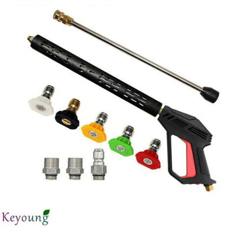 Pistolet de lavage haute pression avec 5 buses – Pression maximale 4000 PSI – Raccord M22 – Acier inoxydable et laiton - 4000psi