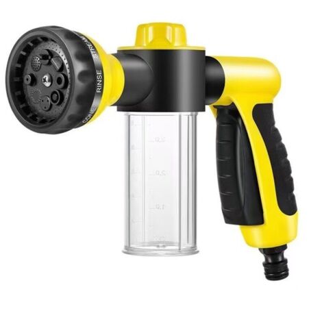 Pistolet de lavage haute pression avec réservoir à mousse intégré – 8 réglages, couleur jaune, polyvalent et ergonomique
