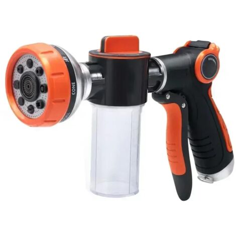 Pistolet de lavage multifonction avec réservoir à mousse, 8 modes, pour voiture et jardin