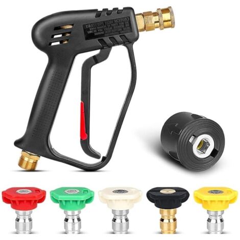 Pistolet de laveuse à haute pression avec buse à 5 jets,connecteur rapide 1/4 "et l'adaptateur,M22-14mm nettoyage de laveuse à jet de voiture