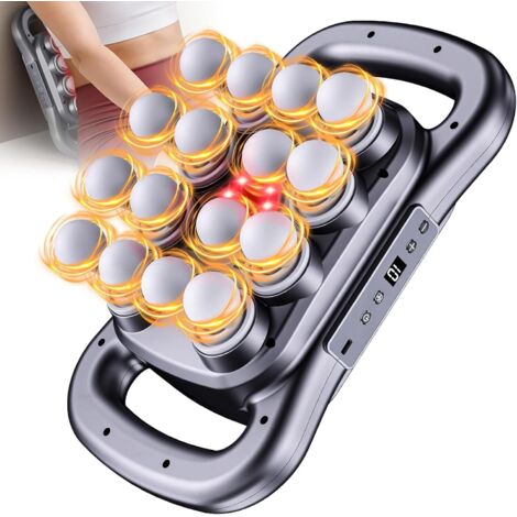 Pistolet de massage à 16 têtes, masseur à percussion des tissus profonds, outils de massage électriques avec 9 styles et niveaux, gris foncé