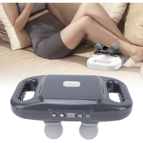 Pistolet de massage à 4 têtes, massage des tissus profonds, 20 niveaux d'intensité, 6 modes, masseur électrique pour jambes, bras et taille, gris, 4 têtes