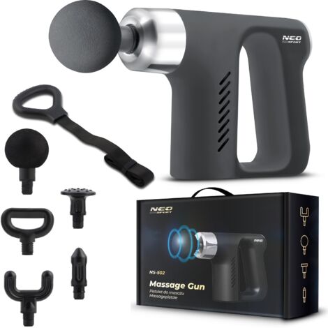 Pistolet de massage corporel avec 5 embouts NS-502 Neo-sport, noir
