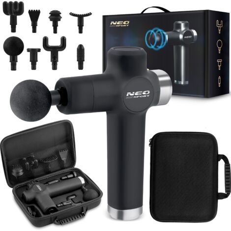 Pistolet de massage corporel avec 8 embouts NS-501 Neo-sport, noir