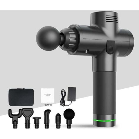 Pistolet de massage des tissus profonds pour fascias. pour tissus musculaires douloureux et raides avec vibrations de haute intensité - Comprend 6 têtes de massage