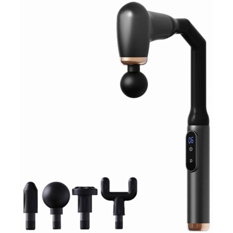 Pistolet de massage innovant en forme de L avec 4 têtes de massage pour la tête, le dos, le cou, les épaules, la taille (gris)