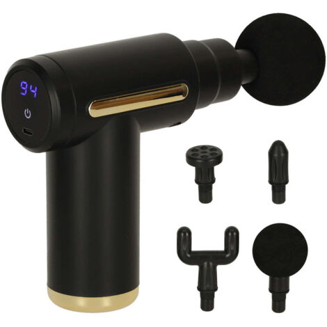 Pistolet de massage masseur 4 extrémités noir