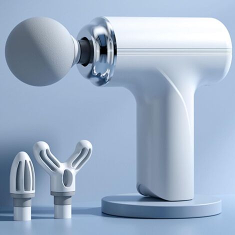 Pistolet de Massage, Masseur Musculaire Mini à 6 Vitesses, Masseur de Détente des Tissus Profonds avec 4 Têtes, Adapté pour le Corps, le Cou, le Dos, les Bras, les Épaules, les Jambes (White)