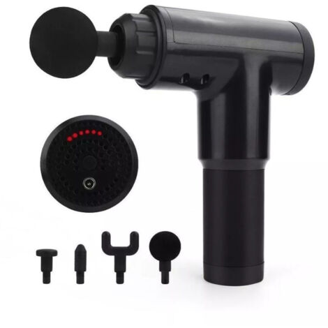Pistolet de Massage Musculaire 4 Embouts 6 Vitesses pour Tissu Profond Noir 220V EU