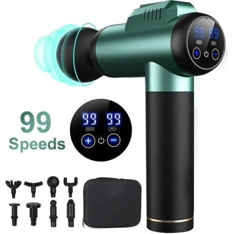 Pistolet de Massage Musculaire avec 99 Vitesses et 8 Têtes de Massage 2500mAh Écran Tactile LED Massage Gun Pour Soulager Douleurs