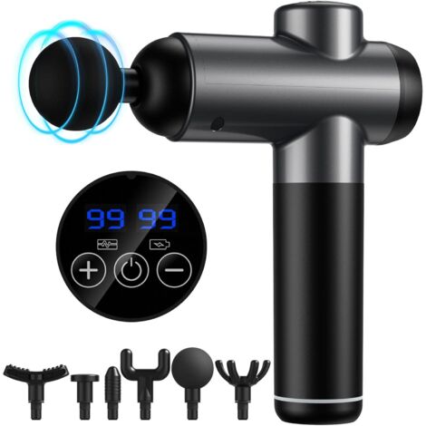 Pistolet De Massage Musculaire, Massage Gun Masseur De Muscle Profonds Avec 6 Vitesses Et 6 TêTes De Massage, Pistolet De Massage Avec L'éCran Lcd, Utilisé Pour Soulager La Fatigue Musculaires