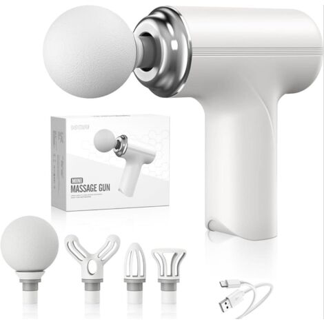 Pistolet de massage musculaire portable – 6 niveaux de vitesse, 4 têtes de massage interchangeables, moteur ultra-silencieux