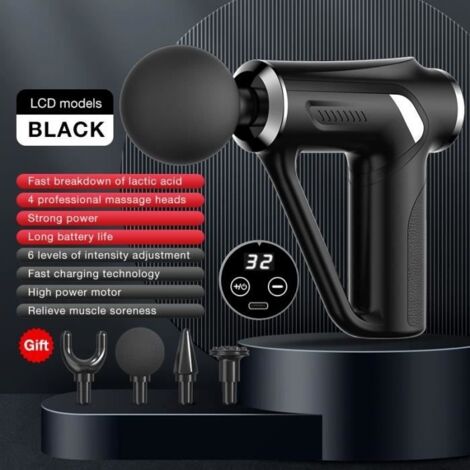 Pistolet De Massage Noir 32 Niveaux Pour Fascia Tissus Profonds Cou Corps Muscles Du Dos