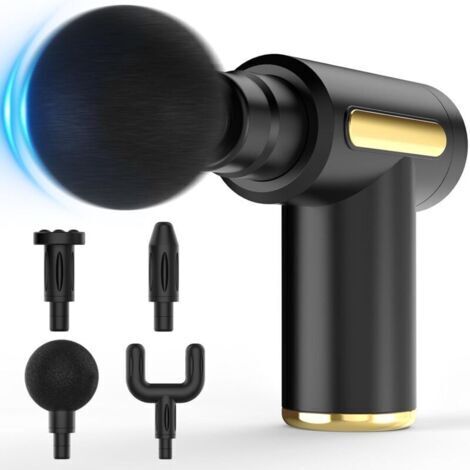 Pistolet de massage, petit outil de voyage, massage des tissus profonds, masseur musculaire à percussion portatif pour soulager les douleurs corporelles (noir)