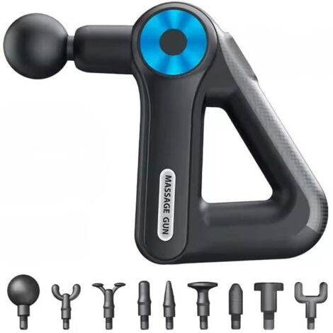 Pistolet de Massage Portable à Intensité Faible à Moyenne, Masseur Personnel des Tissus Mous pour Soulagement de la Douleur au Dos, aux Jambes, au Cou, aux Épaules et aux Bras, avec 9 Accessoires