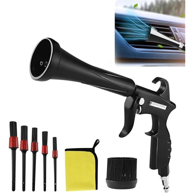 Pistolet de Nettoyage à Sec Haute Pression pour Voiture - Kit Complet de Nettoyage Intérieur Auto - Élimination Rapide de Poussière et Saletés sur