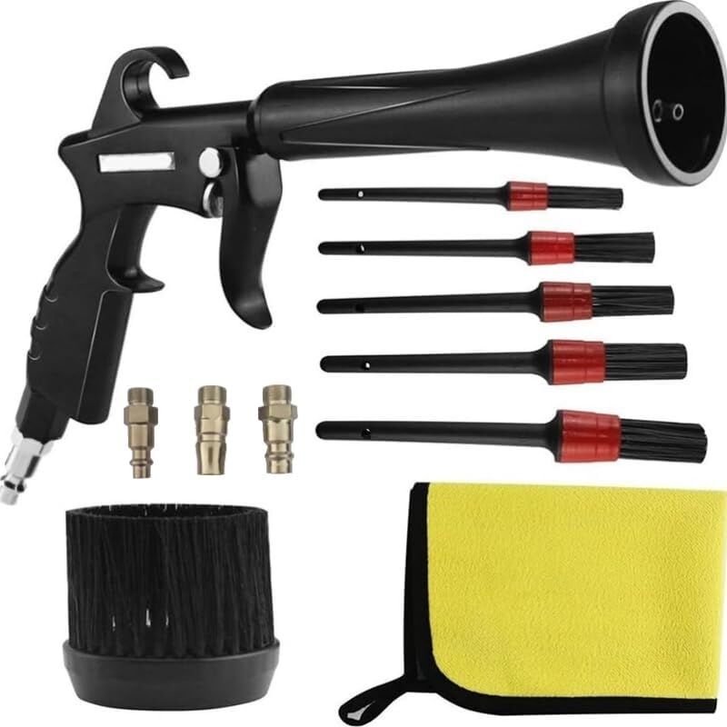 Pistolet de nettoyage d'air Tornado avec protection en caoutchouc et buse à débit d'air réglable en laiton Pistolet à air pour compresseur