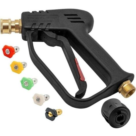 Pistolet de nettoyage haute pression 4000 PSI avec 5 embouts de buse d'eau, pistolet de nettoyage pour voiture (M22 14 mm connecteur de tuyau et connecteur rapide Karcher)