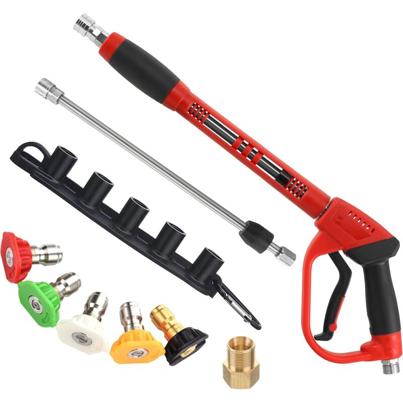 Pistolet de nettoyage haute pression avec rallonge de rechange, 5 embouts de buse, raccord M22, 101,6 cm, 5 000 psi