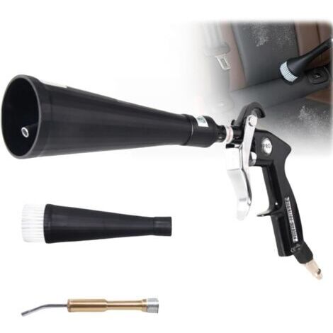 Pistolet de nettoyage pour intérieur de voiture - Pistolet souffleur haute pression avec 2 buses - Nettoie et sèche rapidement les surfaces des voitures avec des outils de détail solides pour éliminer