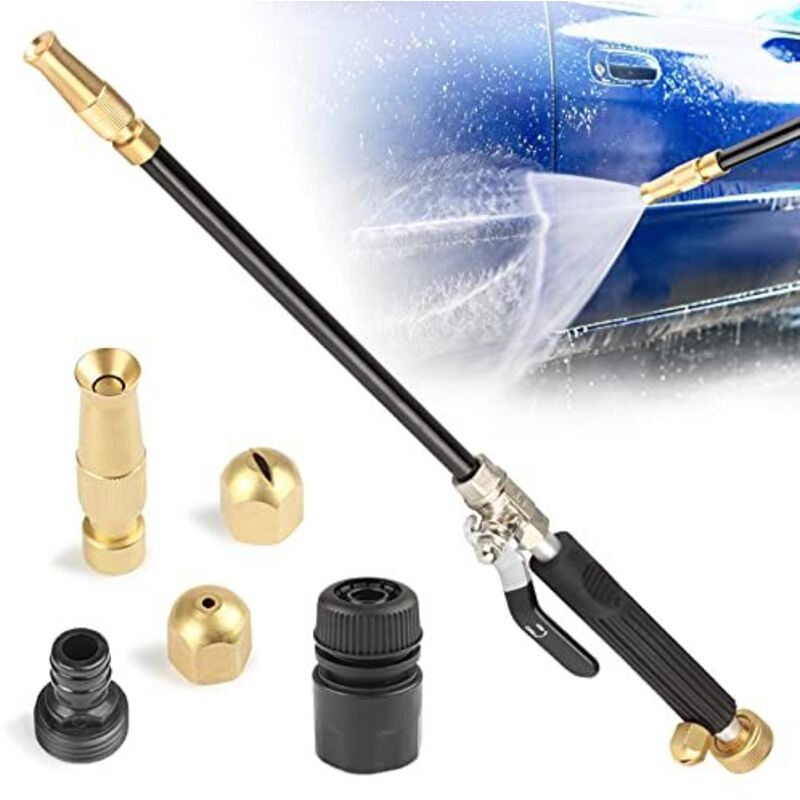Pistolet de nettoyeur haute pression portable Hydro Jet avec 3 buses de tuyau – Fixation de buse de tuyau haute pression pour tuyau d'arrosage de