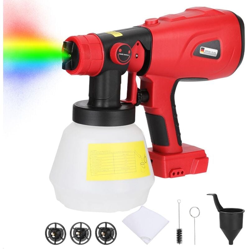 Pistolet de Peinture sans Fil pour Milwaukee M18 18V Batterie Lithium-ION, 200W HVLP Moteur brushless Pistolet de Peinture portatif pour Meubles Mur