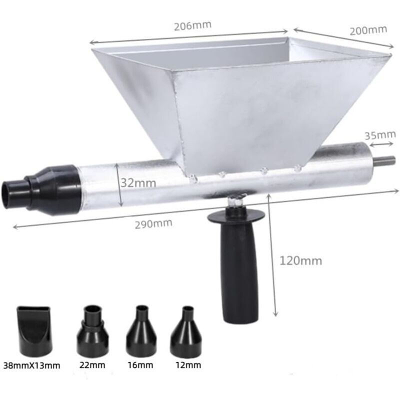 Pistolet de pointage de mortier électrique, pulvérisateur de mortier, pistolet de calfeutrage de ciment avec 4 buses (sans perceuse)