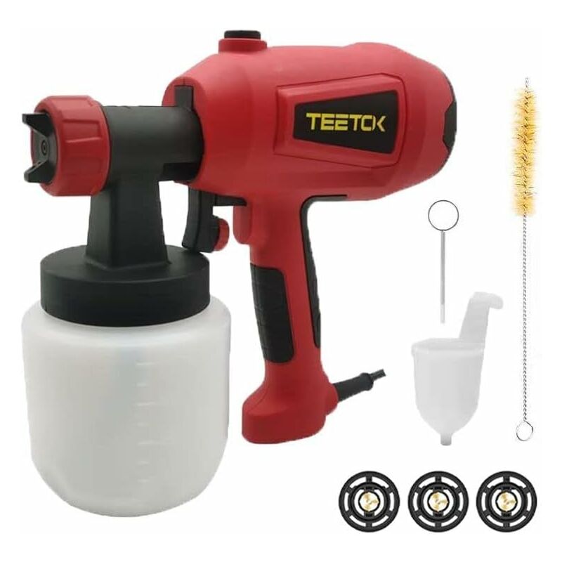 Teetok - Pulvérisateur de peinture électrique, système de pistolet de pulvérisation de clôture avec 3 modèles de pulvérisation, tasses de peinture de
