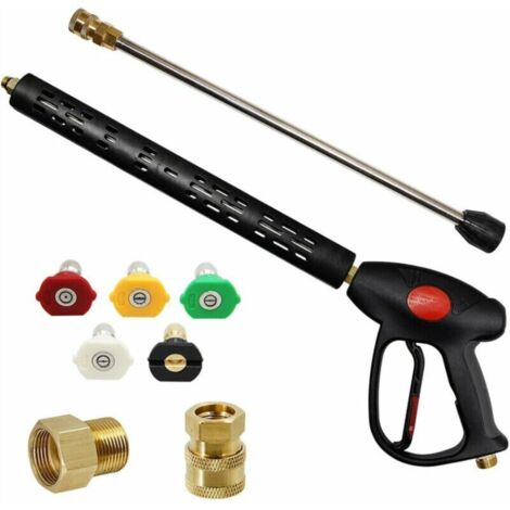 Pistolet de remplacement pour laveuse à pression avec rallonge de 16 pouces, 4000 PSI, pistolet de laveuse à pression avec raccord M22-15mm ou M22-14mm, 5 embouts de buse, 40 pouces