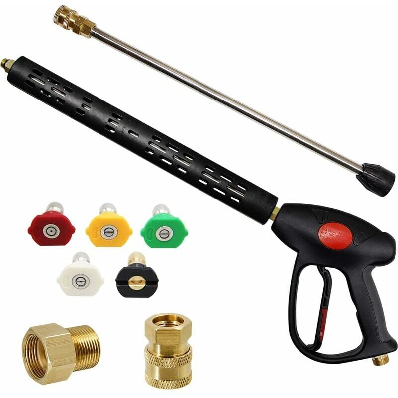 Lucky-88 - Pistolet de remplacement pour laveuse à pression avec rallonge de 16 pouces, 4000 psi, pistolet de laveuse à pression avec raccord