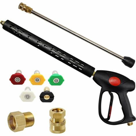 Pistolet de remplacement pour laveuse �� pression avec rallonge de 16 pouces, 4000 PSI, pistolet de laveuse �� pression avec raccord M22-15mm ou M22-14mm, 5 embouts de buse, 40 pouces