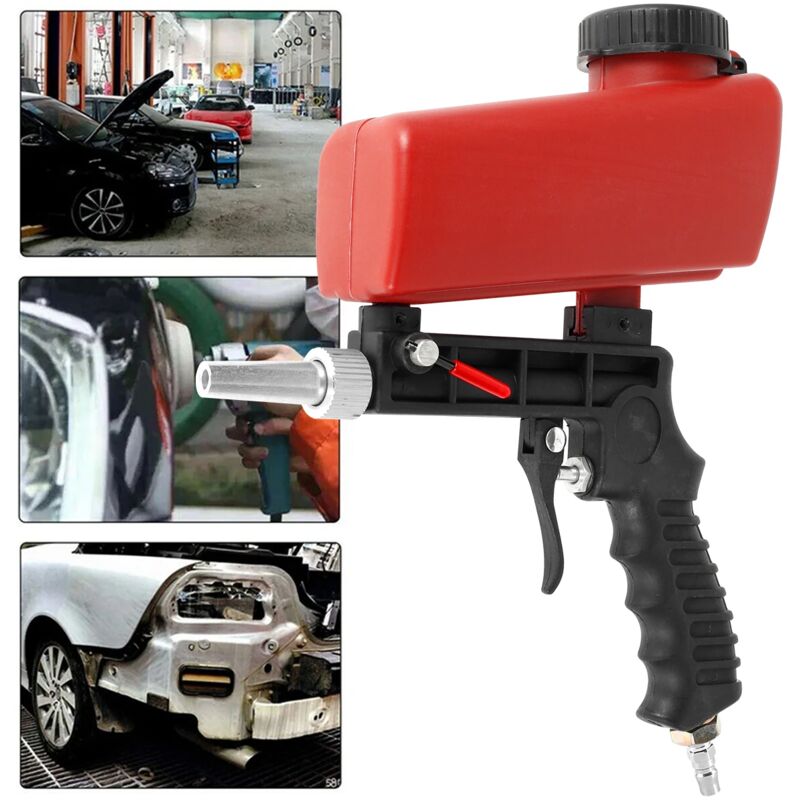 KZQ - Pistolet de sablage pneumatique à Air Portable 90psi, Machine de sablage à main légère en Aluminium, outil réglable par gravité