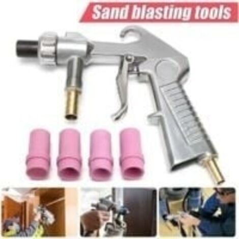Pistolet de sablage Pneumatique Sableuse Décapage + 4x Céramique Buse 4/5/6/7mm