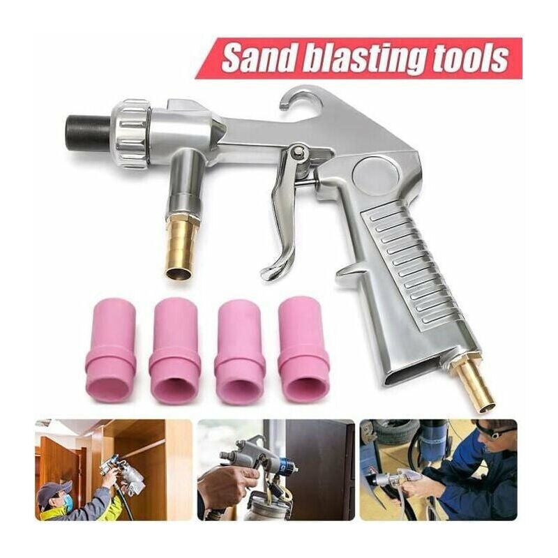 Vuszr - Pistolet de sablage Pneumatique Sableuse Décapage + 4x Céramique Buse 4/5/6/7mm