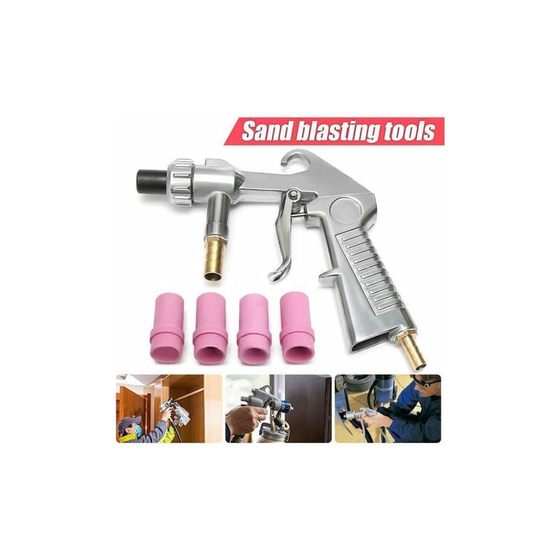 Start - Pistolet de sablage Pneumatique Sableuse Décapage + 4x Céramique Buse 4/5/6/7mm