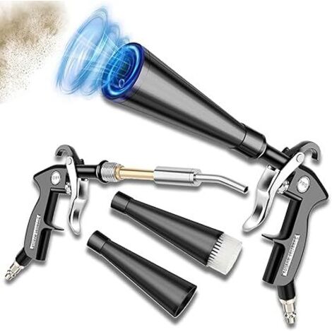 Pistolet de soufflage d'air comprimé Pistolet de nettoyage à sec Buse rotative Compresseur à air adapté à 0.6-0.92 MPa Pistolet compresseur air pour nettoyage voiture